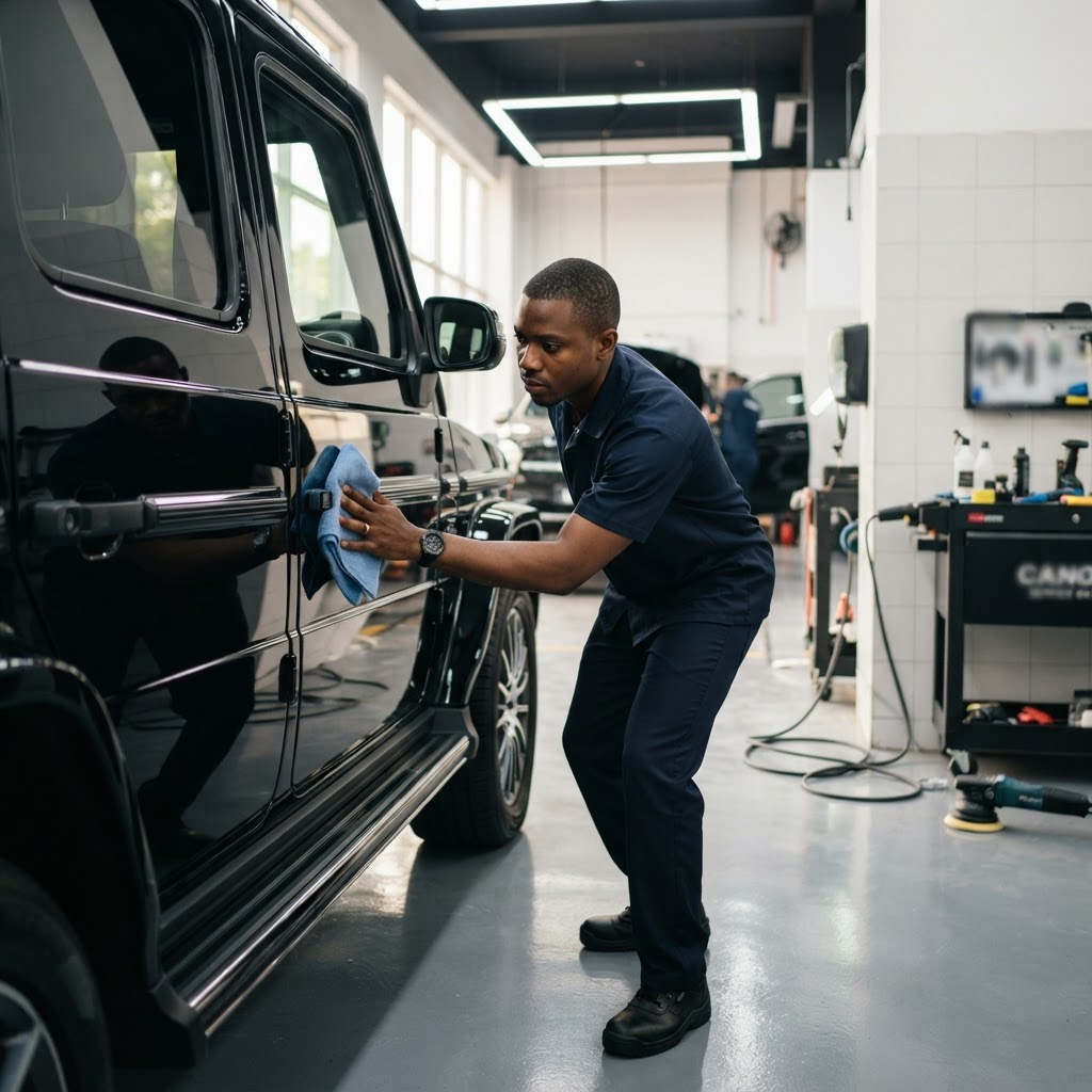 Black Lotus Wash professional cleaning specialist detailing a vehicle